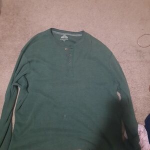 Green Henley Long Sleeve Shirt